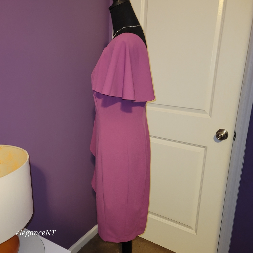 Lane Bryant Magenta Square-Neck Dress with Cascade Ruffle Sz: 10/12 NWT - Picture 5 of 8